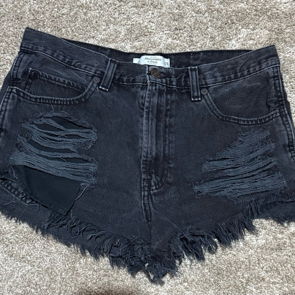 Abercrombie & Fitch Charcoal Distressed Jean Shorts